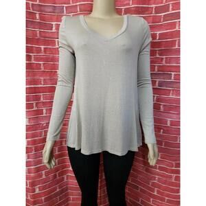 Enti Glamour Taupe Linen blend Sz M Knit Long Sleeve Women's Tunic Top NWT #W1